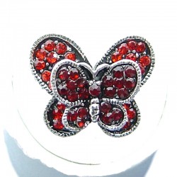 Cute Costume Jewellery, Red Diamante Pave Twin Wing Fashion Butterfly Ring