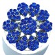 Bib Statement Costume Jewellery, Royal Blue Diamante Large Daisy Pave Bold Fashion Flower Ring