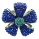 Bib Statement Costume Jewellery, Fashion Royal Blue Diamante Pave Petal Large Bold Flower Ring