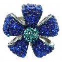 Royal Blue Diamante Pave Petal Large Bold Flower Ring