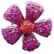 Chic Bib Statement Costume Jewellery, Big Pink Diamante Pave Petal Large Bold Fashion Flower Ring