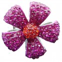 Hot Pink Diamante Pave Petal Large Bold Flower Ring