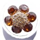 Chic Fashion Costume Jewellery, Bib Brown Rhinestone Petal Diamante Marigold Flower Ring