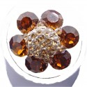Brown Rhinestone Petal Diamante Marigold Flower Ring