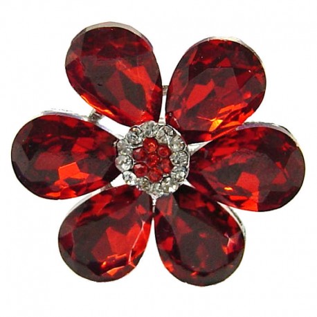 Big Bold Costume Jewellery, Fashion Statement Red Large Teardrop Rhinestone Petal Bold Daisy Flower Ring