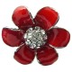 Big bold Statement Costume Jewellery, Red Enamel Clear Diamante Daisy Large Fashion Flower Ring