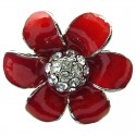 Red Enamel Clear Diamante Daisy Large Flower Ring
