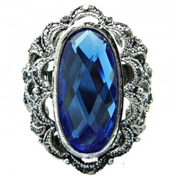 Big Bold Fashion Jewellery, Royal Blue Large Oval Rhinestone Cool Statement Costume Cocktail Ring