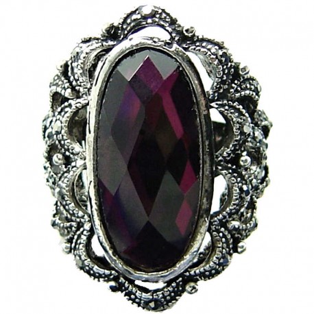 Big Bold Costume Jewellery, Cool Fashion Purple Large Oval Rhinestone Statement Cocktail Ring