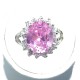 Timeless Costume Jewellery, Pink Oval Cubic Zirconia Clear CZ Halo Fashion Dress Ring