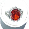 Timeless Costume Jewellery, Classic Fashion Red Oval Cubic Zirconia Clear CZ Halo Dress Ring