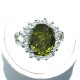 Timeless Costume Jewellery, Green Oval Cubic Zirconia Clear CZ Halo Dress Ring