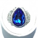 Royal Blue Teardrop Rhinestone Classic Dress Ring