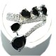 Fashion Statement Costume Jewellery, Black Teardrop Cubic Zirconia Crossover Spray CZ Cocktail Ring