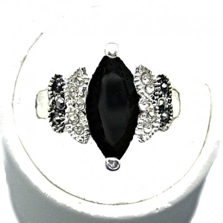 Chic Costume Jewellery, Black Navette Marquise Cut Rhinestone Fashion Fancy Dress Ring
