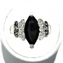 Black Navette Teardrop Marquise Cut Rhinestone Dress Ring