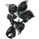 Chic Bib Costume Jewellery, Black Diamante Rhinestone Large Fashion Flower Statement Cocktail Ring