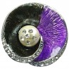 Chic Costume Jewellery, Purple & Black Enamel Large Round Fashion Flower Statement Ring
