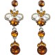 Bridal Costume Jewellery, Wedding Gift, Brown Rhinestone Wave Statement Long Drop Earrings