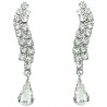 Fashion Bridal Jewellery, Wedding Gift, Clear Diamante wave Teardrop Costume Earrings