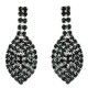 Fashion Women Costume Jewellery, Bib Black Diamante Pave Teardrop Dress Drop Earrings