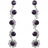 Dressy Bib Costume Jewellery, Purple Rhinestone Clear Diamante Twinkle Fashion Long Drop Earrings