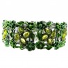 Green Rhinestone Bangle Floral Enamel Cuff Bracelet