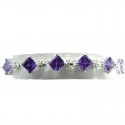 Purple Cubic Zirconia Rhombus Clear CZ Tennis Bracelet