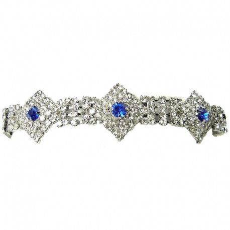 Royal Blue & Clear Diamante Geometric Dressy Bracelet