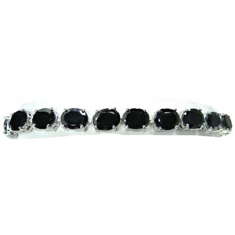 Bib Costume Jewellery, Fashion Wedding Gift, Black Cubic Zirconia Oval CZ Crystal Tennis Bracelet