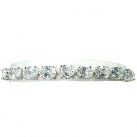 Bib Dressy Costume Jewellery, Fashion Wedding Gift, Clear Cubic Zirconia Oval CZ Crystal Tennis Bracelet