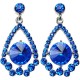 Bridal Costume Jewellery, Fashion Wedding Gift, Royal Blue Diamante Royal Dangle Teardrop Dress Earrings