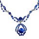 Bridal Costume Jewellery, Wedding Gift, Fashion Royal Blue Diamante Royal Teardrop Dress Necklace