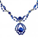 Royal Blue Diamante Royal Teardrop Dress Necklace