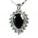 Black CZ Sparkle Teardrop Pendant