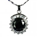 Black CZ Sparkle Circle Pendant