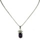 Women's Fashion Jewellery, Girls Gift, Amethyst CZ Oval Flower Costume Necklace Pendant