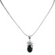 Women's Fashion Jewellery, Girls Gift, Black CZ Oval Flower Costume Necklace Pendant
