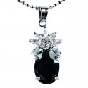 Black CZ Oval Flower Pendant
