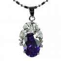 Purple CZ Elegant Oval Pendant