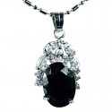 Black CZ Elegant Oval Pendant