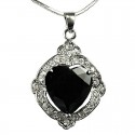 Black CZ Love Heart Rhombus Pendant