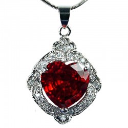 Women's Fashion Jewellery, Girlfriend Gift, Red CZ Love Heart Rhombus Costume Pendant Necklace