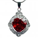 Red CZ Love Heart Rhombus Pendant
