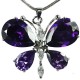 Women's Costume Jewellery, Fashion Girls Gift for Her, Cute Purple CZ Flutter Large Butterfly Pendant Necklace