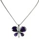 Women's Costume Jewellery, Fashion Girls Gift for Her, Cute Purple CZ Flutter Large Butterfly Pendant Necklace