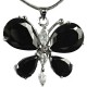 Women's Costume Jewellery, Fashion Girls Gift for Her, Cute Black CZ Flutter Large Butterfly Necklace Pendant