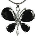 Cute Black CZ Flutter Large Butterfly Pendant