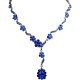 Bridal Costume Jewellery, Fashion Wedding Gift, Bib Royal Blue Diamante Daisy Link Teardrop Dress Necklace