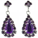 Purple Diamante Teardrop-In-Love Drop Earrings